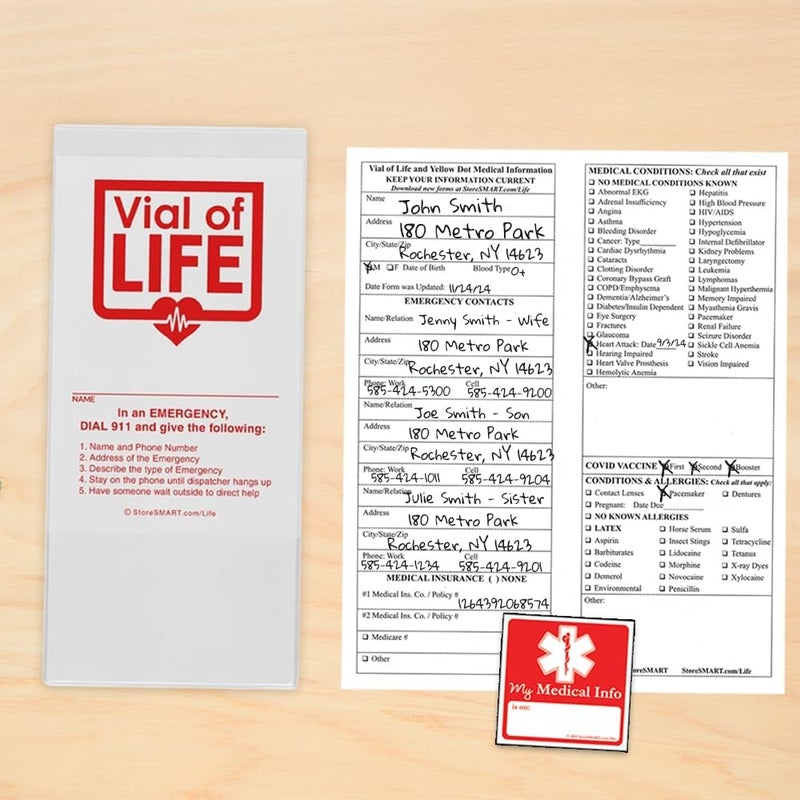 SMART+ StoreSMART - Vial of Life PRO Medical Info Pocket - Magnetic Back - 5-Pack - for Refrigerator, Locker, Filing cabinets - LP4X9SW-5 - Image 3